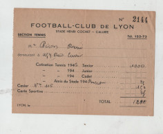 Football Club De Lyon Section Tennis Pion 1946 Stade Henri Cochet Caluire - Non Classés