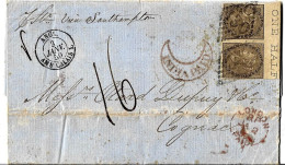 British INDIA 1858 QV Pair Of 1a One Anna Brown Imperf Franked Madras To Cognac Via Bombay/Paris/London By Southampton - 1858-79 Compagnia Delle Indie E Regno Della Regina