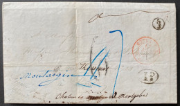 Lettre 1843 De New York Pour PARIS Réexpédiée à MONTGOBERT, Taxe Rectifiée + Decime Rurale + Boitier Facteur TTB - …-1845 Voorfilatelie