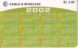 TARJETA DE PANAMA DE CABLE WIRELESS CALENDARIO 2002 - Panama