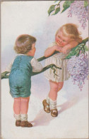 Wally Fialkowska Amor Lilacs Flowers Enfant  Kids  Old PC. Cpa. 1927 - Fialkowska, Wally