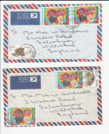 2 SOUTH AFRICA Covers  Multi  PEACE Stamps Air Mail  To GB Cover - Lettres & Documents