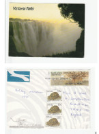 VICTORIA FALLS South Africa Postcard  To GB Multi Stamps TORTOISE , TREE, Cover Air Mail Label 1995 - Lettres & Documents