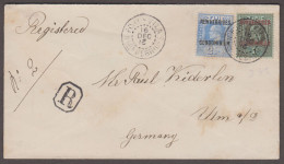 1912 Envelope Sent Registered To Germany With 1910 Fiji Ovpt 1s And 2 1/2d, Tied By PORT-VILA / NEW HEBRIDES Cds - Lettres & Documents