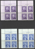 Canada Sc# 357-358 MNH PB UL (lot/4 Plates 1 & 2) 1955 Prime Ministers - Neufs