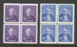 Canada Sc# 357-358 MH Block/4 1955 Prime Ministers - Unused Stamps