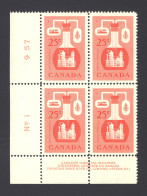 Canada Sc# 363 MNH PB LL (Plate 1) 1956 25c Red Chemical Industry - Neufs