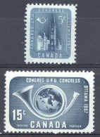 Canada Sc# 371-372 MH 1957 5c-15c Dark Blue UPU Congress - Unused Stamps