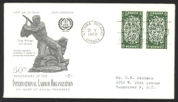 Canada Sc# 493 (Rose Craft) FDC Pair (c) 1969 5.21 International Labour Org. - 1961-1970