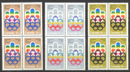 Canada Sc# B1-B3 MH Block/4 Set/3 1974 8+2c-15+5c Olympic Symbols - Nuevos