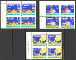 Canada Sc# B4-B6 MNH PB UL 1975 8+2c-15+5c Water Sports - Neufs