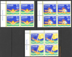 Canada Sc# B4-B6 MNH PB UL 1975 8+2c-15+5c Water Sports - Nuevos