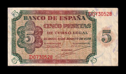 España Spain 5 Pesetas Burgos 1938 Pick 110 Serie D Mbc+/Ebc Vf+/Xf - 5 Pesetas