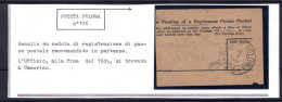 1946 18 GEN CEDOLA DI REGISTRAZIONE DI PACCO POSTALE RACCOMANDATO IN PARTENZA DALLA POSTA MILITARE POLACCA N.126 FIRMA B - 1946-47 Corpo Polacco Period