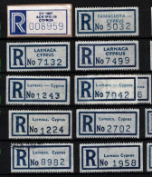 ! 3 Steckkarten Mit 58 R-Zetteln Aus Zypern, Cyprus, Einschreibzettel, Reco Label - Andere & Zonder Classificatie