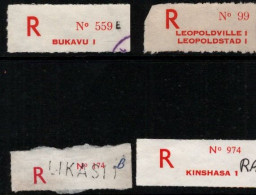 ! 1 Steckkarte Mit 7 R-Zetteln Aus Zaire, Kongo, Congo, Africa, Einschreibzettel, Reco Label - Collections