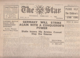 Guernsey Newspaper February 11th, 1943 (Original) - The Star - Guerre 1939-45