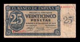 España Spain 25 Pesetas Burgos 1936 Pick 99a Serie S Bc/Mbc F/Vf - 25 Peseten