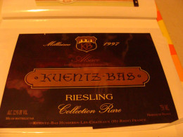 Etiquette De Vin Jamais Collée Wine Label  Weinetikett   1 Etiquettes Alsace Riesling Kuentz Bas - Riesling