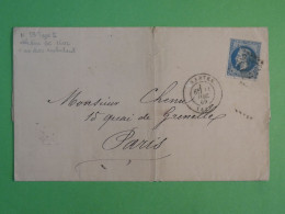 BX10 FRANCE  BELLE LETTRE  1869  NANTES A PARIS    + LAURé N°29   +AFF. INTERESSANT + + - 1863-1870 Napoléon III Con Laureles