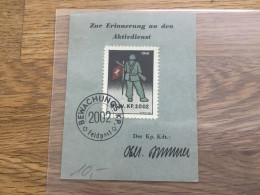 Schweiz Militärbriefmarke Mit Unterschrift Des Kp.Kdt  Oberleutnand  Bewachungskompanie 2002 - Labels