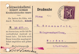 FIRMENKARTE   KIRCHHEIMBOLANDEN = PFALZWEINKELLEREI  - ROBERT GERMAN        1922     2 SCANS - Kirchheimbolanden