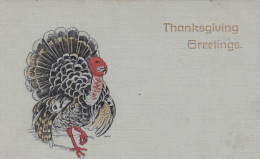 Thanksgiving Greetings, Turkey, C1900s Vintage Postcard - Thanksgiving