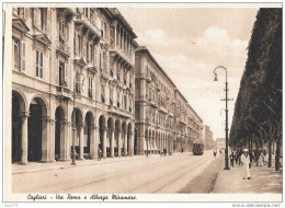 SARDEGNA-CAGLIARI VIA ROMA VEDUTA ALBERGO MIRAMARE TRAM  MARINAI ANNI 30 - Cagliari