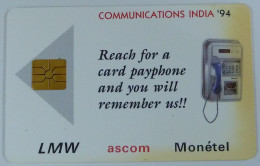 INDIA - Chip - Telecard - Test /  Demo - Communications India '94 - Monetel Ascom LMW - 1000ex - Mint - Inde