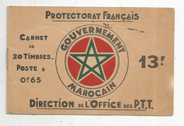 Couverture D'un Carnet De 20 Timbres Poste à 0.65, SANS TIMBRE, Protectorat Français ,gouvernement Marocain - Other & Unclassified