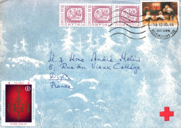 (RECTO / VERSO) FINLANDE EN 1980 - ENVELOPPE AVEC VIGNETTE ET CROIX  ROUGE - BEAU CACHET ET TIMBRES - Covers & Documents