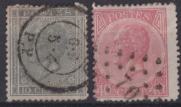 BELGIUM 1867 - Canceled - Sc# 18, 21 - 1865-1866 Profile Left