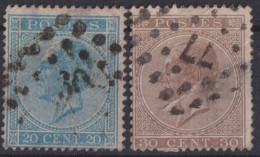 BELGIUM 1867 - Canceled - Sc# 19b, 20a - 1865-1866 Profile Left