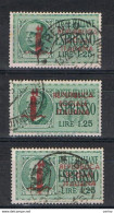 R.S.I.:  1944  ESPRESSO  SOPRASTAMPATO  -  £. 1,25  VERDE  US. -  RIPETUTO  3  VOLTE  -  SASS. 21 - Poste Exprèsse