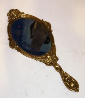 ANCIEN MIROIR A MAIN EN BRONZE CISELE ANGE BEBE TETE DE FEMME TBE PROPRE - Miroirs