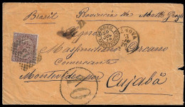 1876 VERY RARE COVER ITALY  To BRASIL TRANSIT VIA MONTEVIDEO,URUGUAY - Uruguay