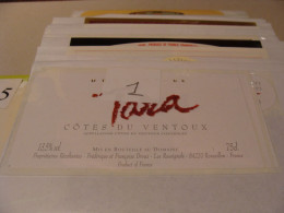 Etiquette De Vin Jamais Collée Wine Label  Weinetikett 1 Etiquettes Cotes Du Rhone Cotes Du Ventoux Domaine Tara - Côtes Du Ventoux