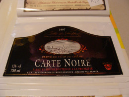 Etiquette De Vin Jamais Collée Wine Label  Weinetikett 1 Etiquettes Cotes Du Rhone Cotes Du Ventoux Carte Noire 1997 - Côtes Du Ventoux