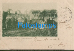 211062 PARAGUAY COSTUMES NATIVE INDIOS TOBAS CAMPAMENTO CIRCULATED TO URUGUAY POSTAL POSTCARD - Paraguay