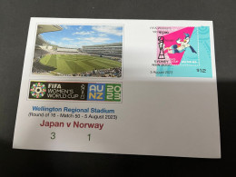 6-8-2023 (1 T 37) FIFA Women's Football World Cup Match 50 ($1.20 TAZUNI Stamp) Japan (3) V Norway (1) - Sonstige & Ohne Zuordnung