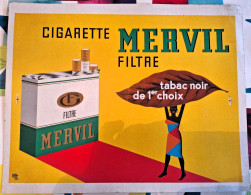 Cigarette Mervil Filtre - Bon à Tirer Pancarte Publicitaire - 42 X 32 Cm - Unique - Advertising Items