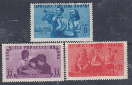 Roumanie N° 1114 / 16 XX 1er Annivers. Org. Jaunes Pionniers, Les 3. Valeurs Sans Charnière, TB - Unused Stamps