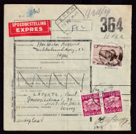 226/37 - ETIQUETTES Sur Formules De Colis - EXPRES Timbres Ch.de Fer + Poste Export BRUGGE 1949 Vers IEPER - Documenten & Fragmenten