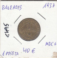E5495 MONEDA ESPAÑA BALEARES 1 PESETA 1937 MBC+ - 1 Peseta
