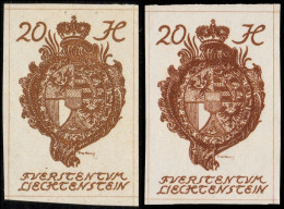 LIECHTENSTEIN - 1920 - Mi.20 20h Brown X2 Dark & Light Shades - Mint * - Nuevos