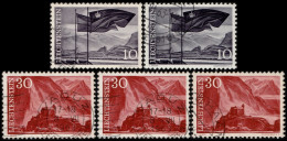 LIECHTENSTEIN - 1959 - Mi.381 (x2) & Mi.383 (x3) 10rp & 30rp Landscapes - VFU° - Gebraucht