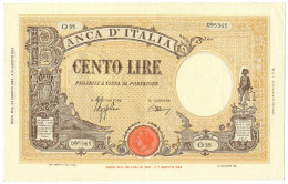 100 LIRE BARBETTI GRANDE B GIALLO TESTINA BI 23/08/1943 SPL+ - Otros