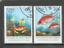 6200F-SERIE COMPLETA PECES FAUNA MARINA CUBA 1998 Nº 3723/3724 TEMATICOS BONITOS CONMEMORATIVOS - Gebruikt