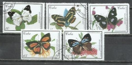 6200A-SERIE COMPLETA MARIPOSAS INSECTOS CUBA 2000 Nº 3852/3856 TEMÁTICOS BONITOS CONMEMORATIVOS - Gebruikt