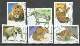 6200H-SERIE COMPLETA ANIMALES SALVAJES FAUNA CUBA 1995 Nº 3498/3503 TEMÁTICOS BONITOS CONMEMORATIVOS - Oblitérés